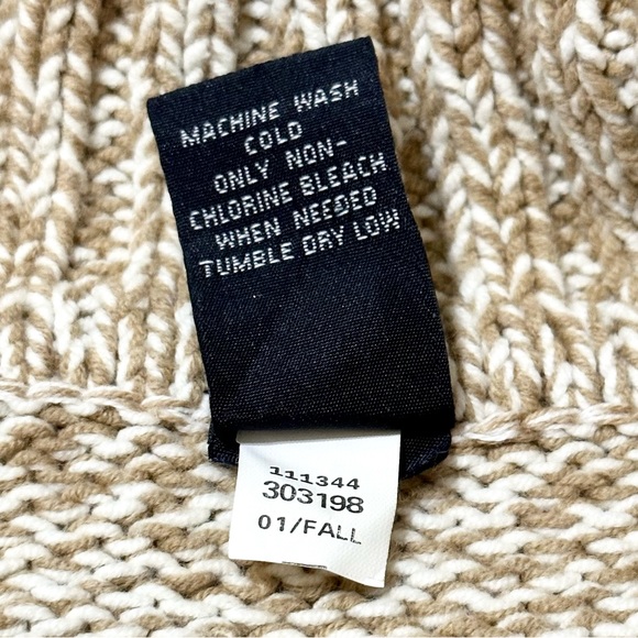 Vintage Gap Women’s Chunky Knit Sweater w/Full Zip Front, Marled Camel/White - L - Picture 15 of 15